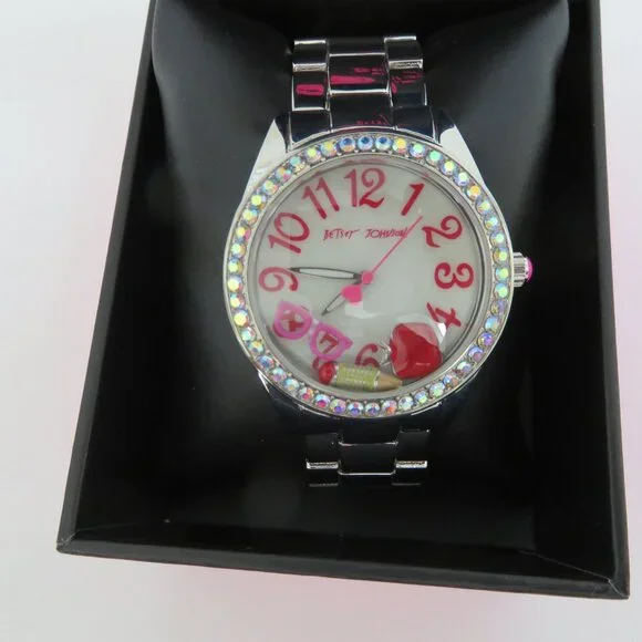 (158) Betsey Johnson analog display, 3 Hand Quartz Movement Betsey Johnson BJ00536-31 Crystals Bezel Women main image 2